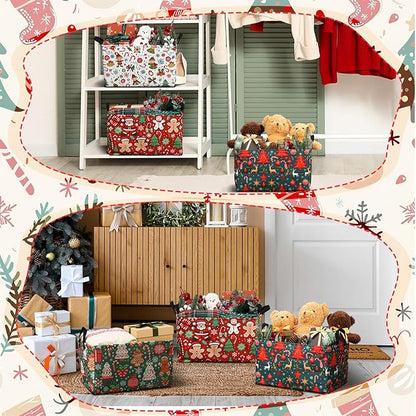 4 Pack Christmas Storage Bin Collapsible Large Christmas Storage Baskets