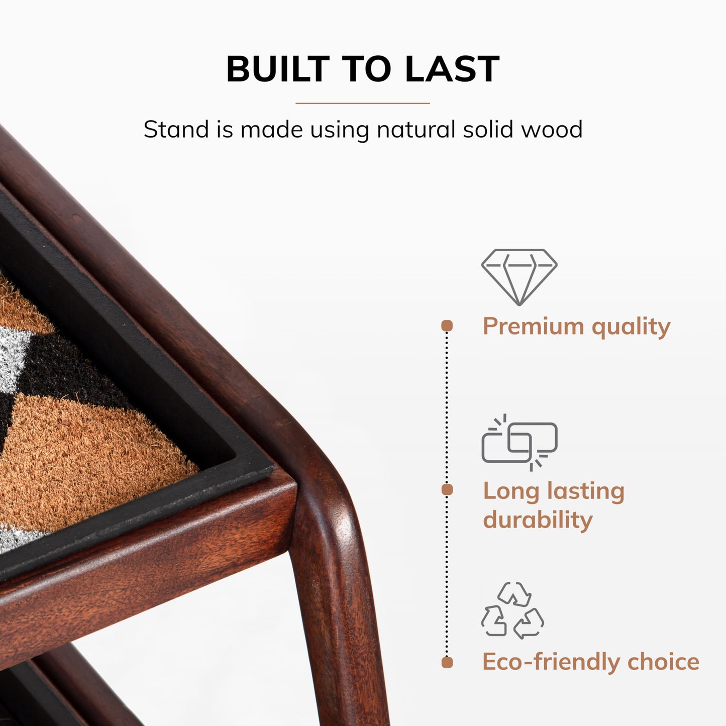 Anji Mountain Heavy Duty Waterproof Wooden Shoe Storage Mat Organizer/Boot Storage Tray Multi Use for Entryway with Coir, Tan and Ivory Insert, 2 Tier, Fits 6 Pair (36.5" Wide)