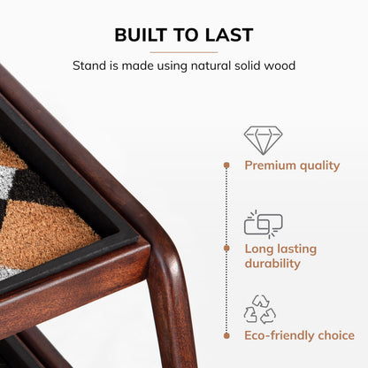 Anji Mountain Heavy Duty Waterproof Wooden Shoe Storage Mat Organizer/Boot Storage Tray Multi Use for Entryway with Coir, Tan and Ivory Insert, 2 Tier, Fits 6 Pair (36.5" Wide)