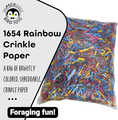 1654 Rainbow Shred Paper - Crinkle Paper Filler & Birdy Nesting Material. Colorful Shredding Toys for Birds, Parrots, Parakeets & Cockatiels. Safe Cage Accessories & Foraging Toys for Pets