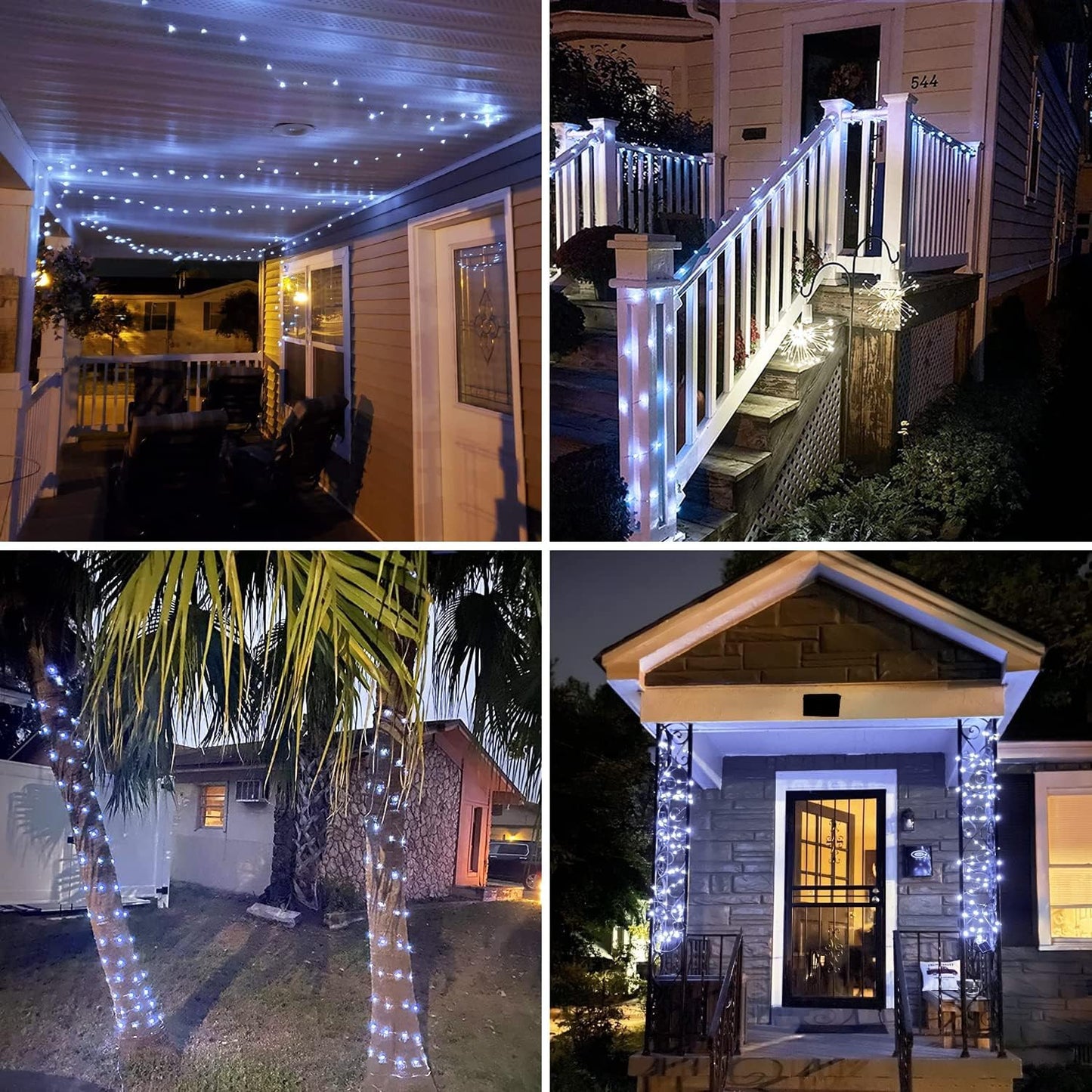 JMEXSUSS 2 Pack Solar String Lights Outdoor Waterproof, Each 33FT 100 LED Solar Lights Outdoor, 8 Modes White Fairy Light for Outside Yard Tree Patio Garden Wedding Christmas Decorations