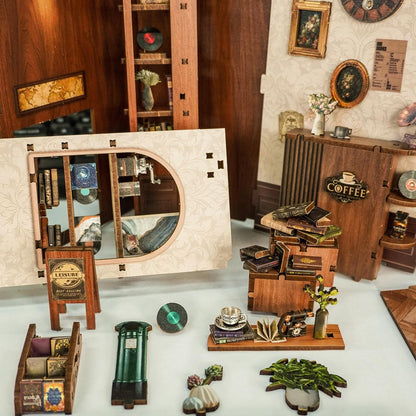 Roroom DIY Book Nook Kit, DIY Dollhouse Bookshelf Insert Decor Alley,3D Wooden Puzzle with LED Lighting Book Nook Wood Bookend Model Building(SQ45)