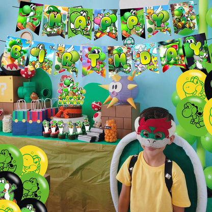 karg 𝖸𝗈𝗌𝗁𝗂 Birthday Decorations,𝖸𝗈𝗌𝗁𝗂 Party Supplies Include Happy Birthday Banner, Cake Topper and Cupcake Toppers, Balloons for Kids Party Decor