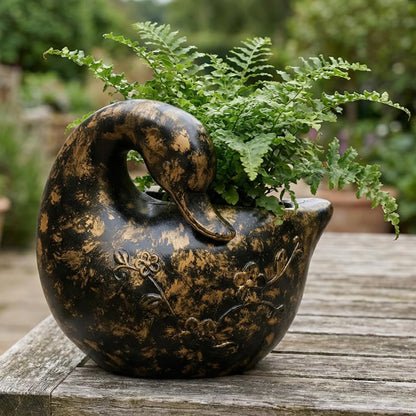 pandaxing Black Goose Planter for Succulents Indoor Outdoor with Drainage Hole, Resin Animal-Shaped Flower Pot for Home & Garden Decor, Duck Plant Lover Gift