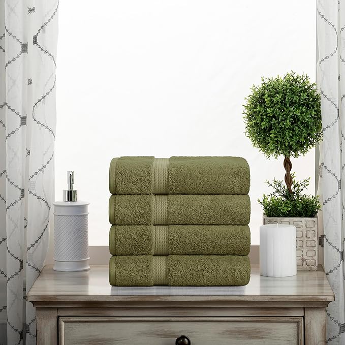 Superior Solid Egyptian Cotton Hand Towel Set, Forest Green