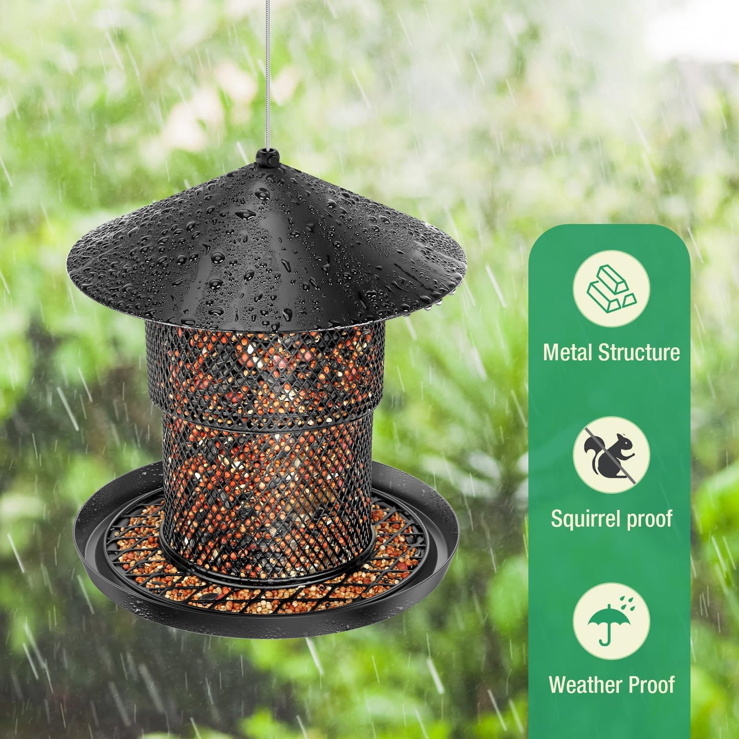 Bird Feeder for Outdoor Hanging, No Mess No Spill and Squirrel Proof Feeder