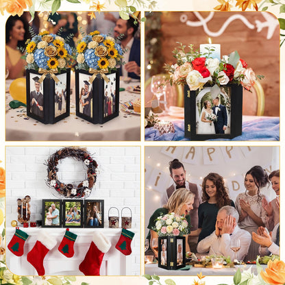 Jetec 8 Pcs Graduation Centerpieces for Tables 4 x 6 Inch Wooden Picture Box Centerpieces Triple Picture Frame Vertical Wood Folding Display Decoration Gift for 2026 Congrats Grad Party Wedding