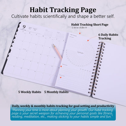 Leanga 2026 Planner, Dated Weekly & Monthly Planner with Goal Setting and Habit Tracker for Achieving Success, Academic Desk Calendar-13-1/2" x 9",Large Hardcover Dashboard Deskpad-Azure