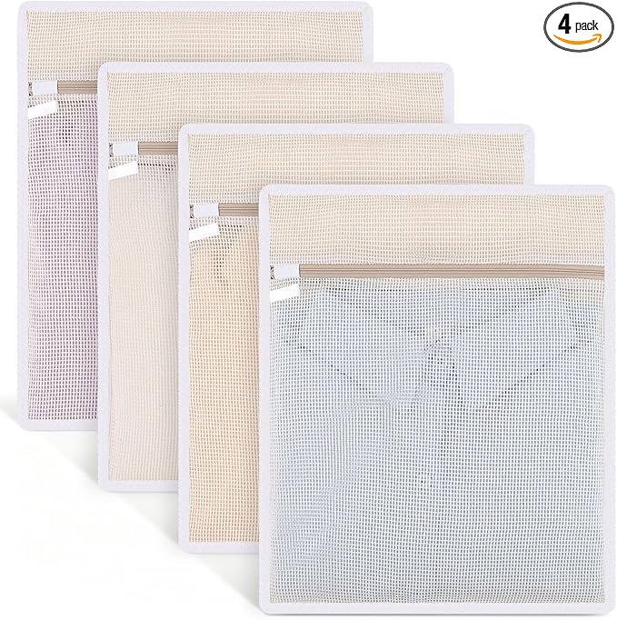4Pcs Durable Cotton Mesh Laundry Bags