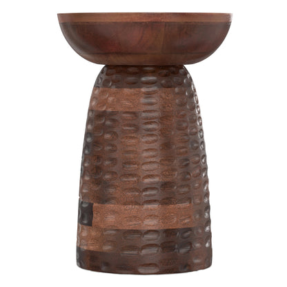 SIMPLIHOME Boyd End Table - 13" Wide x 18" High Solid Mango Wood Round Accent Table in Warm Dark Brown, Handcrafted Contemporary Nightstand or Lamp Stand for Living Room, Bedroom, or Office, Assembled