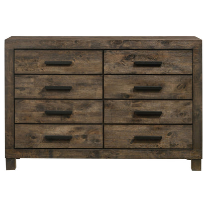 Coaster Home Furnishings Woodmont Farmhouse 58-inch 8-Drawer Bedroom Dresser Clothing Storage Cabinet Wide Chest of Drawers Organizer Unit Rustic Golden Brown 222633