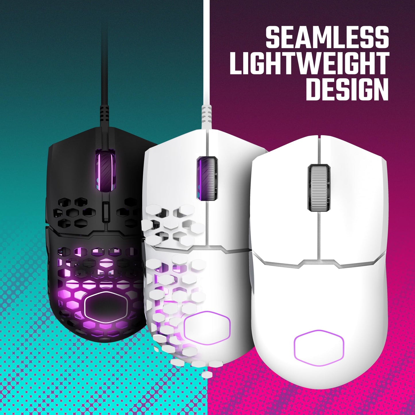 Cooler Master MM712 Wireless Gaming Mouse Black with Adjustable 19,000 DPI, 2.4GHz and Bluetooth , Ultraweave Cable, PTFE Feet, RGB Lighting and MasterPlus+ Software
