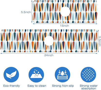 Mid-Century Drop Shapes Kitchen Sink Splash Guard Mat Absorbent Fast Drying Mat