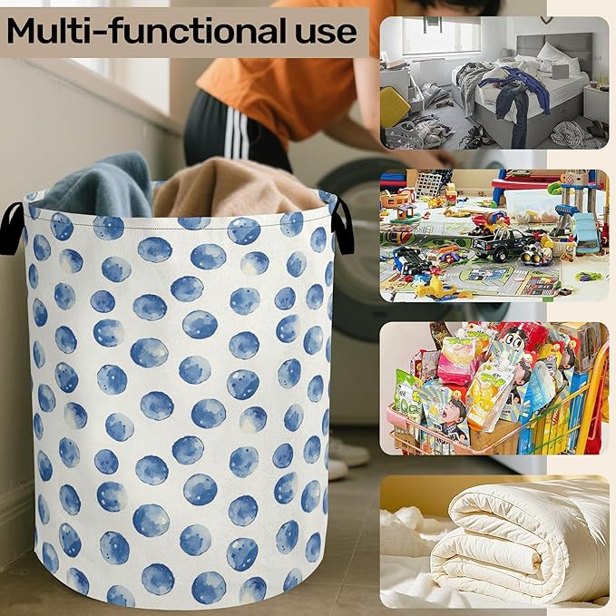 Blue Polka Dots Laundry Basket