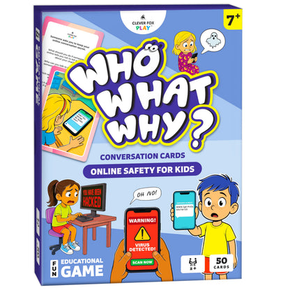 Who What Why Conversation Cards for Kids Online Safety – Cybersecurity & Digital Awareness Learning Game – Emotional Regulation Tool for Kids – Social Skills Activity & Speech Therapy Materials