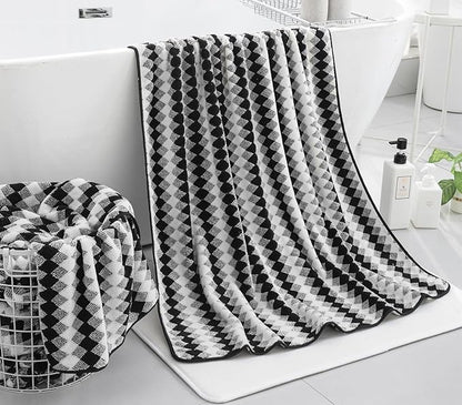 2 Hand Towel Set 16"x31" Black White Towel Set