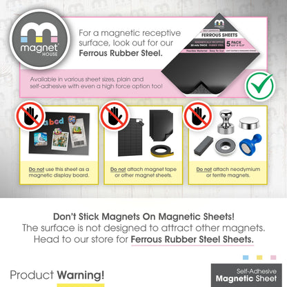 TMS Magnetic Sheet, Tape and Strips with or Without Self-Adhesive Backing for Stickers | Die and Craft Storage | Flexible Rubber Magnet | 10 Sheets | 20mil or 30 mil Thick | 8.5” x 11”