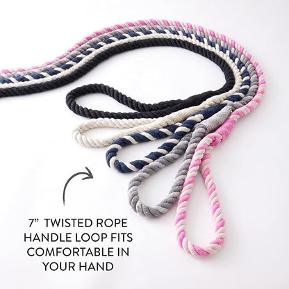 HonestBaby Collars and Leash Sets Braided and Vegan Suede for Dogs Organic Cotton for Pets, Soft Pink/Bright Pink, One Size