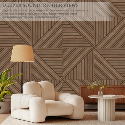 JBER Acoustical Wall Panels - 6 PCS 23.6 X 23.6 Inches Wood-Pattern Printing Sound Absorbing Panels, Large Self-Adhesive Decorative Soundproof Wall Panels for Studio,Home & Living Room(Teak)
