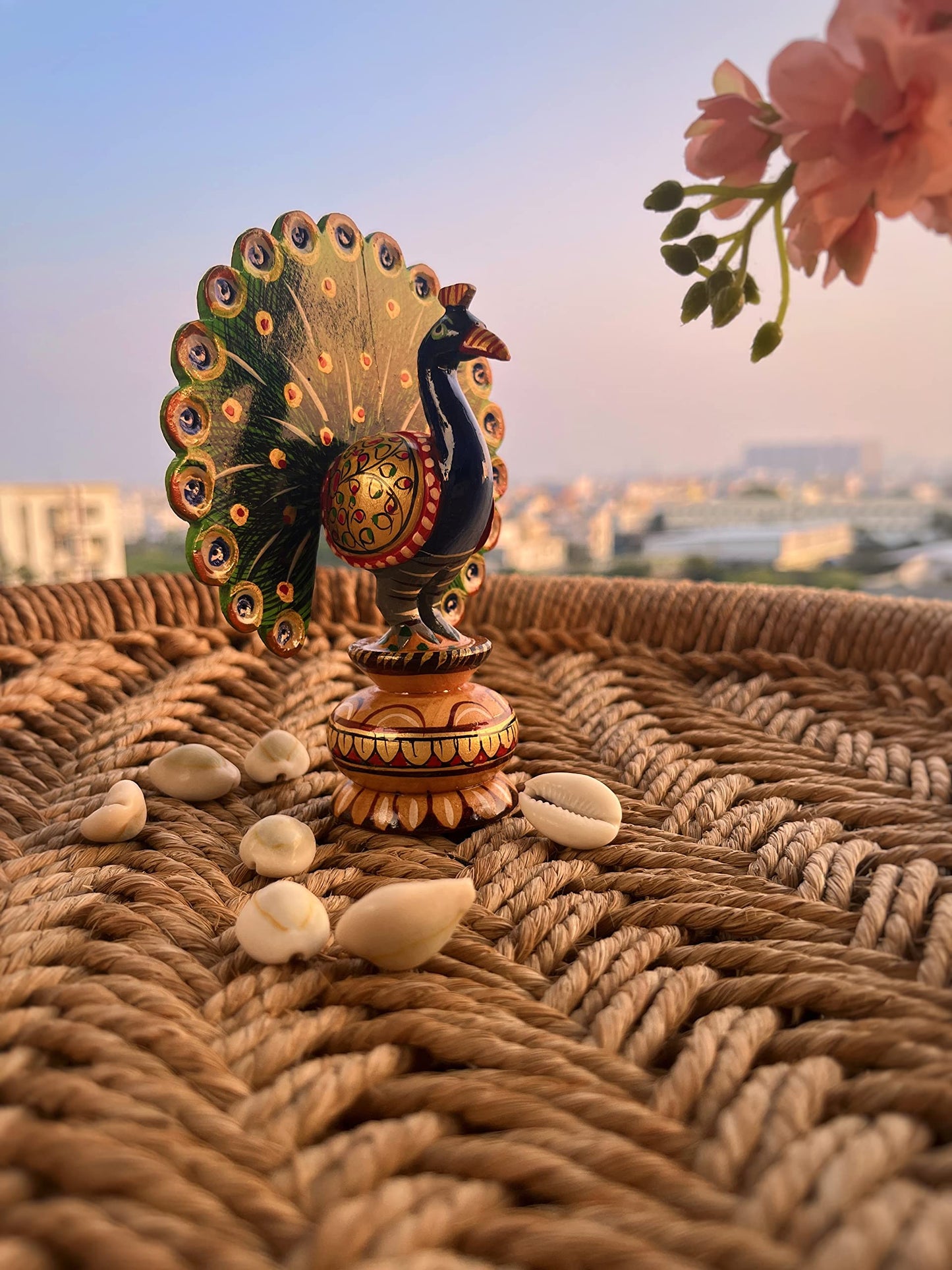 Tarini Gallery Wooden Dancing Peacock Traditional Indian Rajasthani Home Decor Decoration Table Décor Showpiece & Gifting (Size- 5")