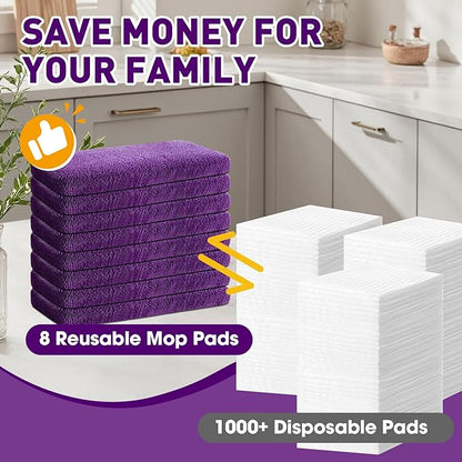 Microfiber Mop Pads, Dry Flat mop Cover & Washable Wet Pads Refill