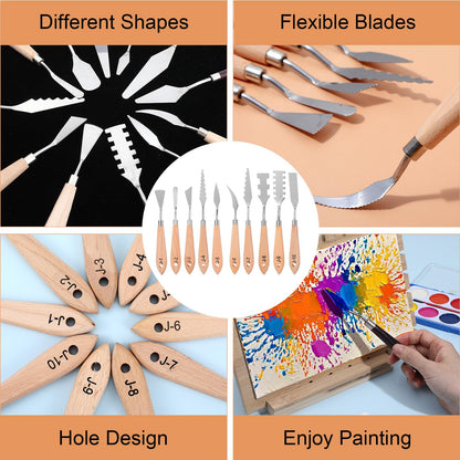 29 Pcs Palette Knife Set, Stainless Steel Palette Knife with Wooden Handle, Numbered Paint Spatula, Oil Painting Supplies for Acrylic Painting, Textured Art
