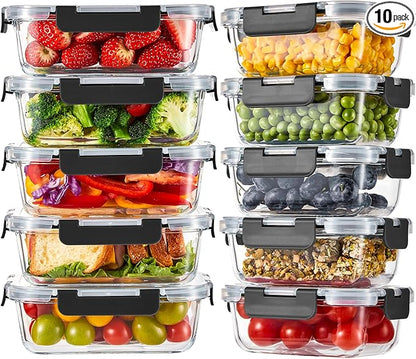 Liuruiyu 10 Pack Glass Food Storage Containers