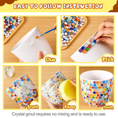 Tioncy 2 Set Mother's Day Mosaic Coaster DIY Vase Mosaic Painting Kit for Adults Gift, DIY Arts and Craft Kits Vase Flower Accessories Art Kit for Room Decor Craft, Home Decor Gifts(Rainbow)