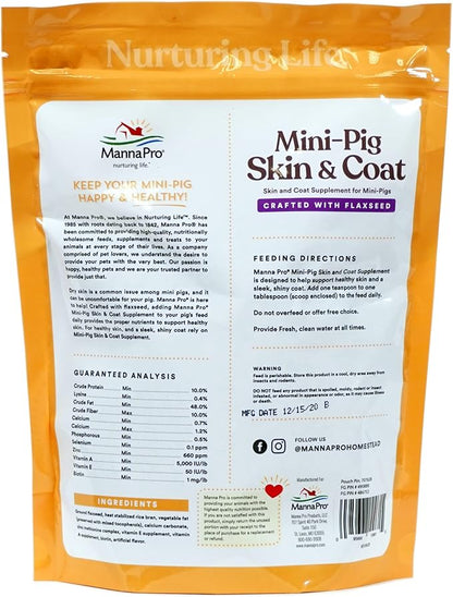 Manna Pro Mini-Pig Skin and Coat Supplement - Skin and Coat Supplement for Mini-Pigs - Provides Nutrients to Support Skin & Coat Health and Appearance - 1 lb