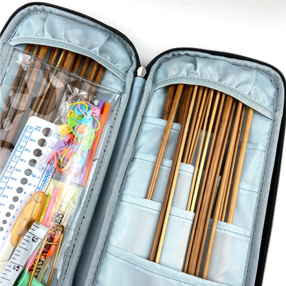 Mdoker Bamboo Knitting Needle Set with Case 36pcs Straight Single Pointed Kniting Needles 13.5inch Length Sweater Needles for DIY Knitting Projects(2mm-10mm) Knitting Set with Accessories
