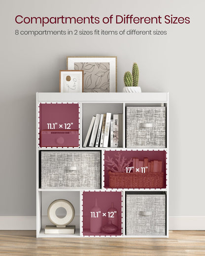 VASAGLE Custos Collection - Bookcase, Bookshelf, Freestanding Storage Unit, Used Horizontally, Vertically, Upside Down, 11 x 35.4 x 39.4 Inches, for Living Room, Study, Office, Cloud White ULBC55WT