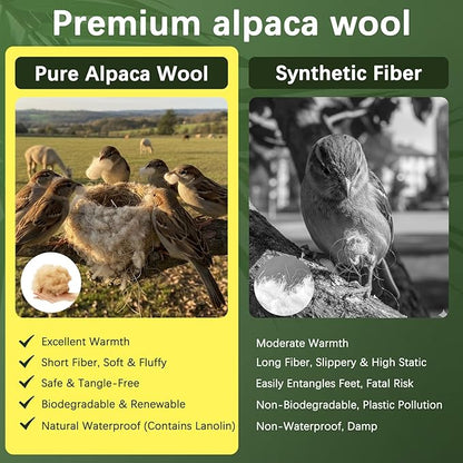 Bird Nesting Material, Hummingbird Nesters, Natural Alpaca Wool Material for Wild Birds, Design for Bird Lover Gifts, Refillable Outdoor Bird Nesting Station (Heart)