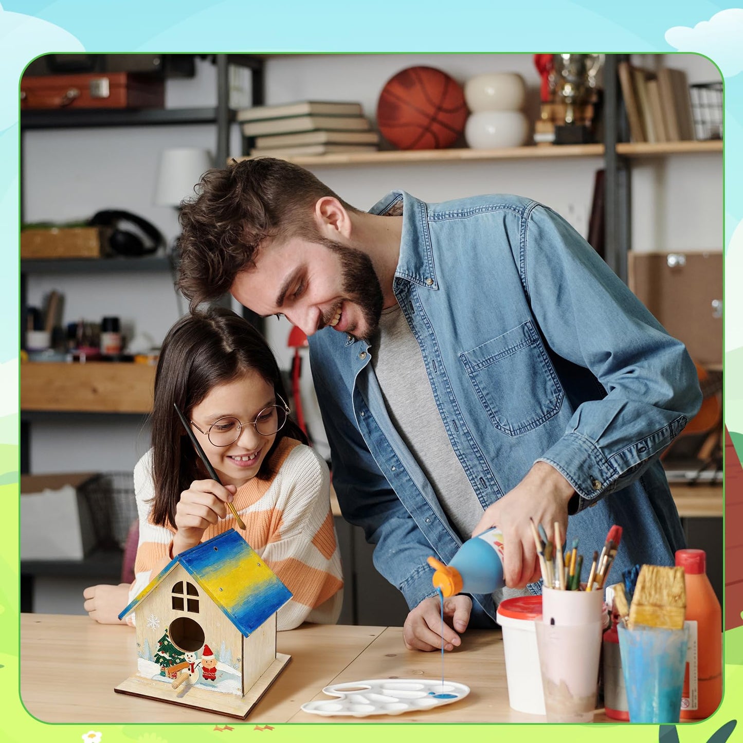 Entallor 12 Pack Wooden DIY Birdhouse Kit for Kids Adults, Thickened Double-Layer Wood with Screwdrivers, Nails, Ropes, Easy Build & Paint Arts and Crafts Set for Backyard Garden Bird Watching