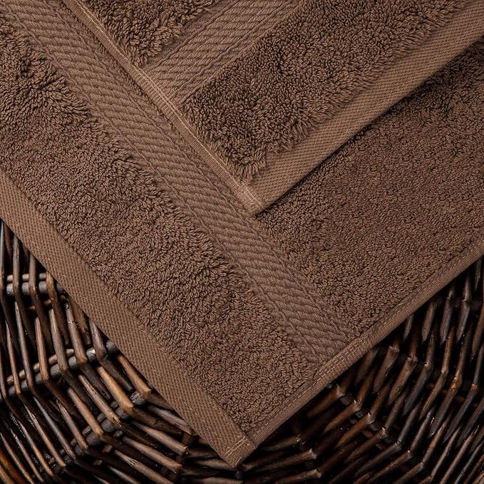 Superior Egyptian Cotton Solid Towel Set, Washcloths 13” x 13”, Hand Towels 20”