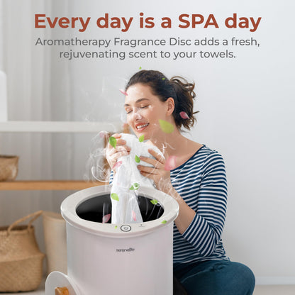 SereneLife Towel Warmer, 20L Capacity Hot Towel and Blanket Warmer with Digital Display, Adjustable Heating Time (20-90 min), Holds 2 Large Towels, Fragrant Disc Holder, 13” x 13” x 19” - inches
