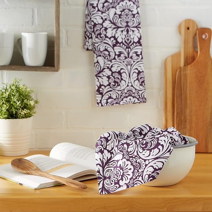 DII Cotton Dish Towel Set Damask Print