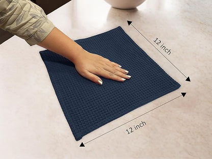 Encasa XO' Waffle Weave Face & Hand Towels – 12"x12", Kitchen & Travel – Small