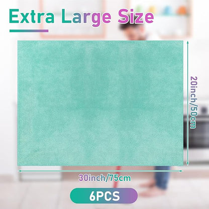 Newwiee 6 Pcs Extra Large Microfiber Cleaning Cloth 30" x 20" Washable Reusable