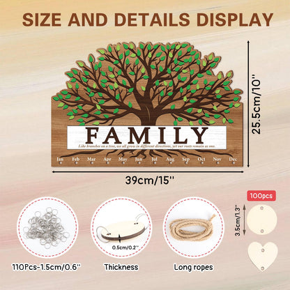 KAlRNE Family Birthday Board,Vintage Wooden Reminder Calendar,Rustic Farmhouse Family Tree Wood Wall Art,DIY Birthday Tracker Wall Hanging Plaque,Mother's Day Gift for Mom Grandma