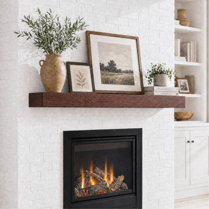 QianYong 48 Inch Solid Wood Fireplace Mantel Shelf, Rustic Brown