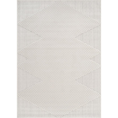 Luul Home Modern Micro Loop Indoor Area Rugs for Living Room Bedroom Kitchen Geometric Triangle White 5x7 Luxury Durable Low and High Pile Non-Shedding Stain Resistant Soft Area Carpet 5 x 7