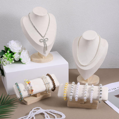 HANLANXUE 4 Pcs Necklace and Bracelet Display Stand Set, Necklace Display Stand T Bar Bracelet Holder for Retail Home Decor Vendors Trade Organizer