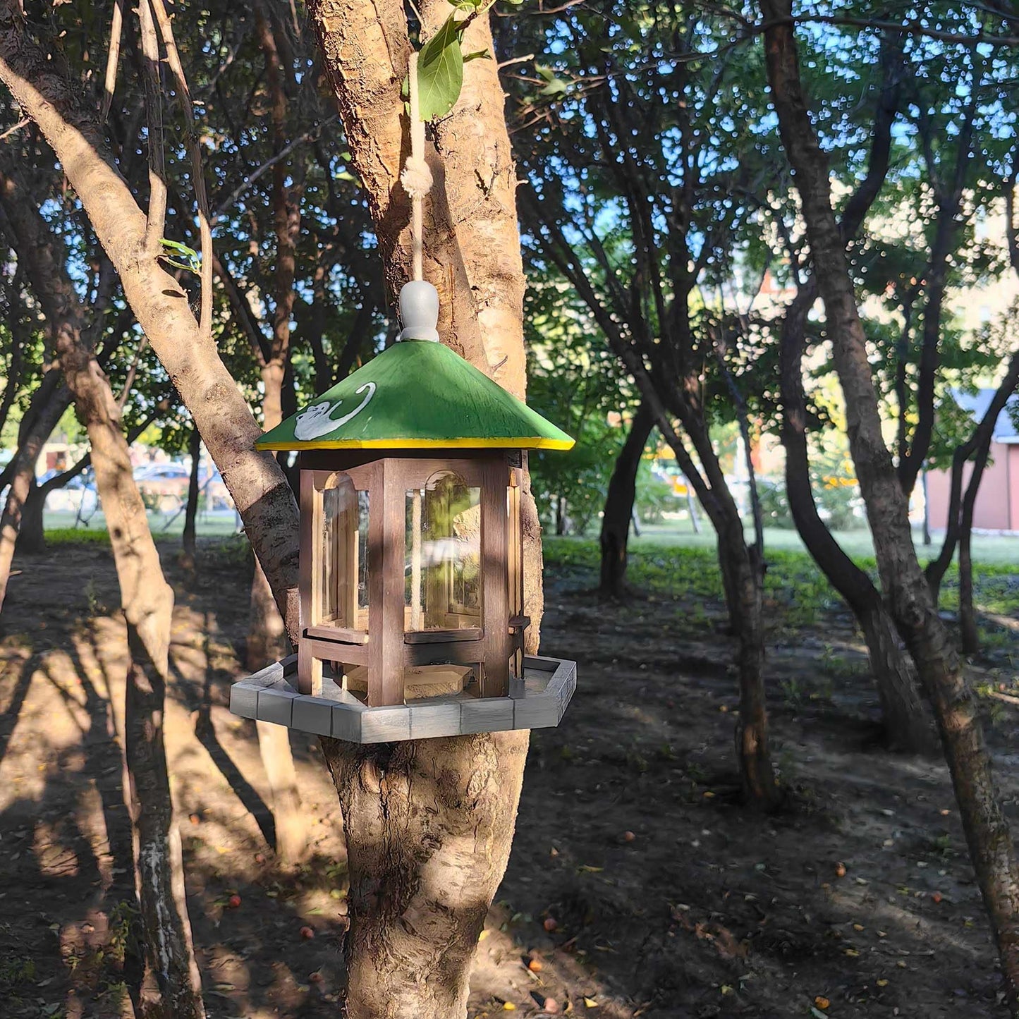Berfutall-DIY Wooden Bird House for Outdoor, Wild Bird Feeder, Hanging Birdhouse,Perfect for Cardinals, Bluebirds, and More. (B)