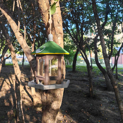 Berfutall-DIY Wooden Bird House for Outdoor, Wild Bird Feeder, Hanging Birdhouse,Perfect for Cardinals, Bluebirds, and More. (B)