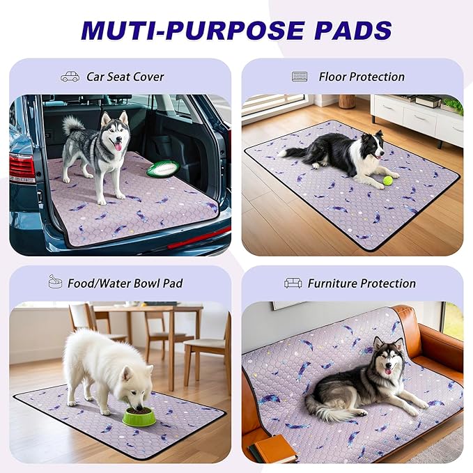 WanpeeGoo Washable Pee Pads for Dogs, 2Pack Reusable Puppy Pads, Super Absorbent & Leakproof Dog Pads, Anti-Slip Dog Pee Pads for Puppy Training & Incontinence, Feather Pattern 36"x36"