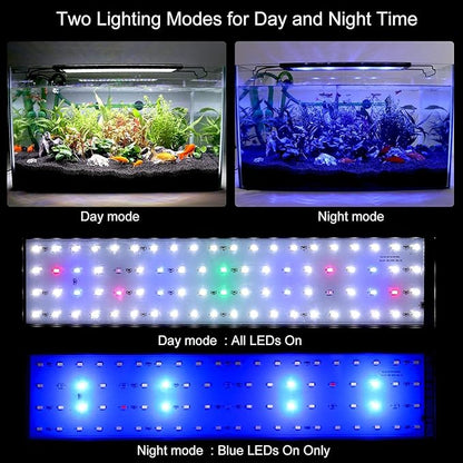 WaterRebirth LED Aquarium Light, Full Spectrum Fish Tank Led Light with Aluminum Alloy Shell Extendable Brackets (48-54 in)