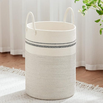 VIPOSCO Large Laundry Hamper, Tall Woven Rope Storage Basket