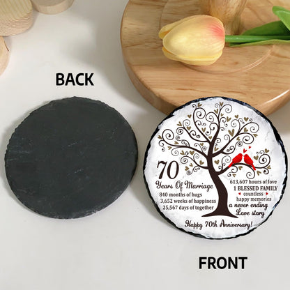 Bozspacer Platinum Couple Slate Plate – 70th Wedding Gifts for Parents & Couples – Unique 70th Anniversary Wedding Gift Ideas – 70 Years of Marriage Decoration, Keepsake, Plaque (Platinum Anniversary)