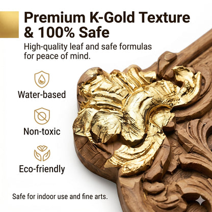 Snailmart Gold Leaf Kit, 100ml Water-Based Metal Leaf Glue and 100ml Protective Varnish, Gold Leaf Sheets 100 pcs, 2 Brushes, for Craft, Painting and Arts