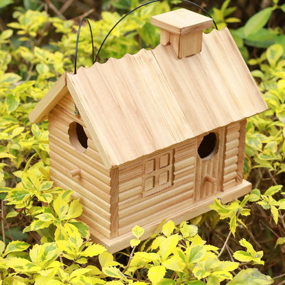 Bird House Outside Outdoor Bird Houses Wooden Bird Hut Clearance 2 Hole Bluebird Finch Cardinals 2 Rooms Hanging Birdhouse for Garden Viewing
